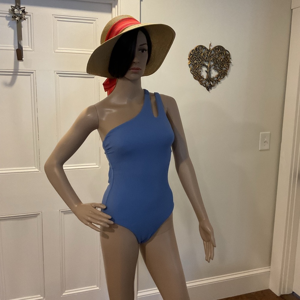 BECCA Blue One-Shoulder One Piece Swimsuit